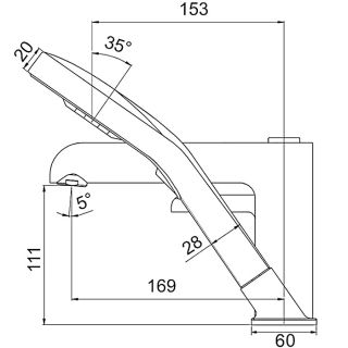 Смеситель на борт ванны Gappo G1103-6 чёрный/хром